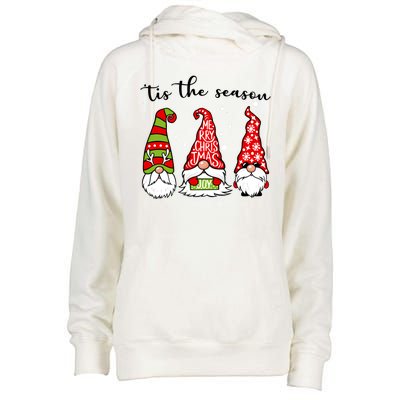 Tis The Season Gnome Christmas Holiday Womens Funnel Neck Pullover Hood