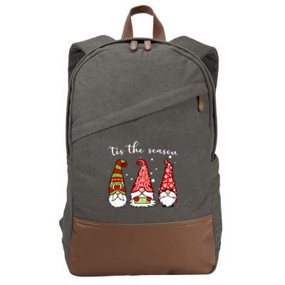 Tis The Season Gnome Christmas Holiday Cotton Canvas Backpack