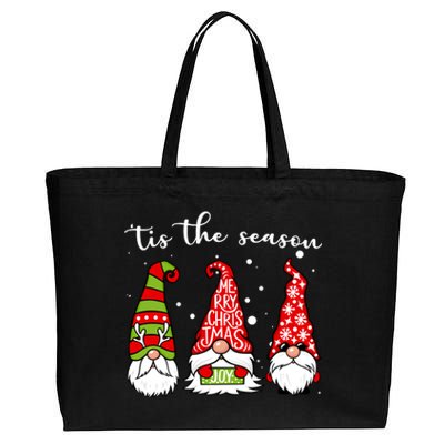 Tis The Season Gnome Christmas Holiday Cotton Canvas Jumbo Tote