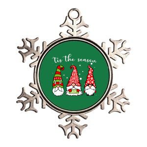 Tis The Season Gnome Christmas Holiday Metallic Star Ornament