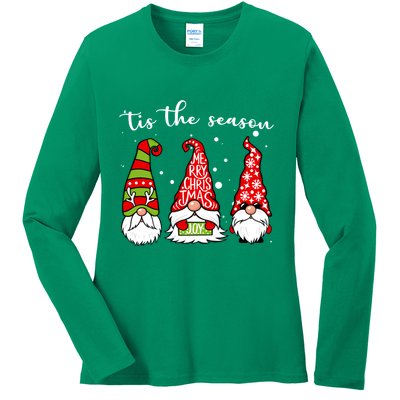 Tis The Season Gnome Christmas Holiday Ladies Long Sleeve Shirt