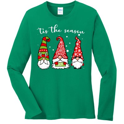 Tis The Season Gnome Christmas Holiday Ladies Long Sleeve Shirt