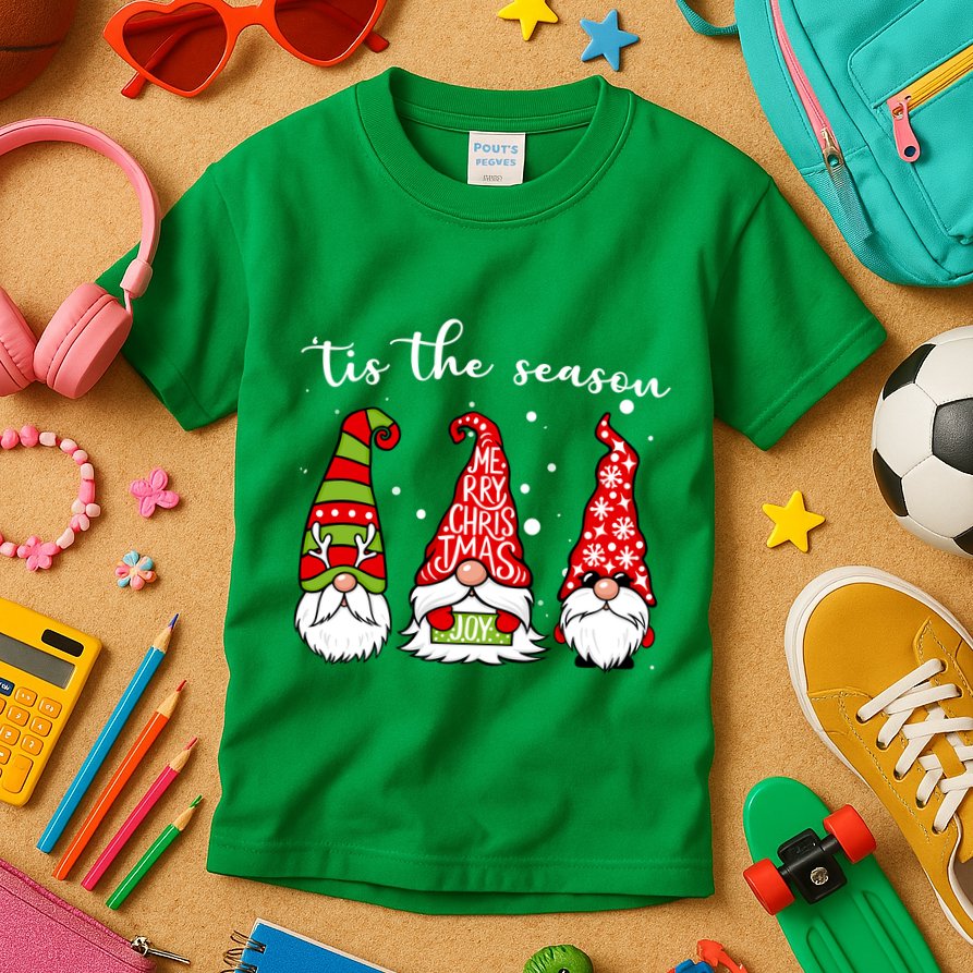 Tis The Season Gnome Christmas Holiday Kids T-Shirt