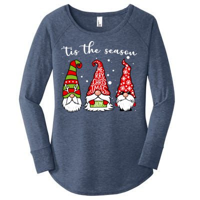 Tis The Season Gnome Christmas Holiday Women's Perfect Tri Tunic Long Sleeve Shirt