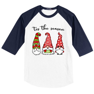 Tis The Season Gnome Christmas Holiday Baseball Sleeve Shirt