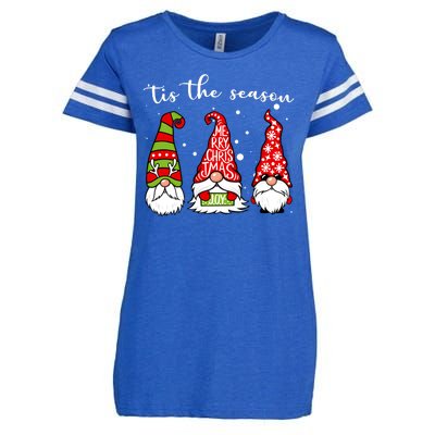 Tis The Season Gnome Christmas Holiday Enza Ladies Jersey Football T-Shirt