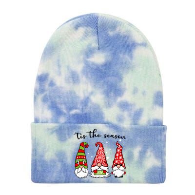 Tis The Season Gnome Christmas Holiday Tie Dye 12in Knit Beanie