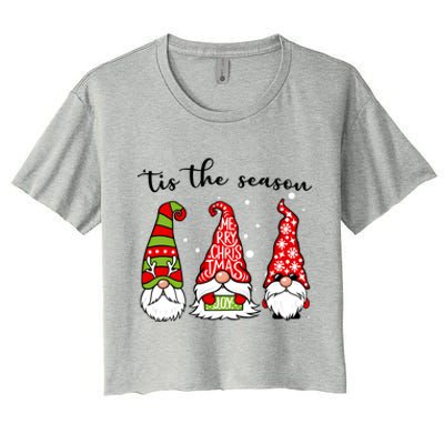 Tis The Season Gnome Christmas Holiday Women's Crop Top Tee