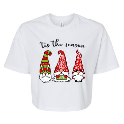 Tis The Season Gnome Christmas Holiday Bella+Canvas Jersey Crop Tee