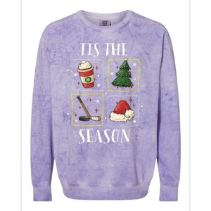 Tis The Season Ice Hockey Christmas Coffee Latte Xmas Tree Gift Colorblast Crewneck Sweatshirt