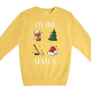 Tis The Season Ice Hockey Christmas Coffee Latte Xmas Tree Gift Premium Crewneck Sweatshirt