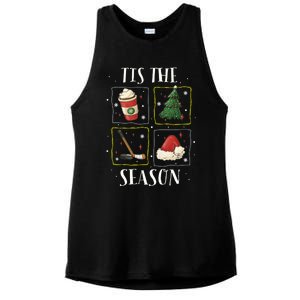 Tis The Season Ice Hockey Christmas Coffee Latte Xmas Tree Gift Ladies PosiCharge Tri-Blend Wicking Tank