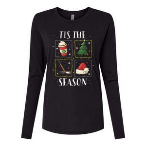 Tis The Season Ice Hockey Christmas Coffee Latte Xmas Tree Gift Womens Cotton Relaxed Long Sleeve T-Shirt