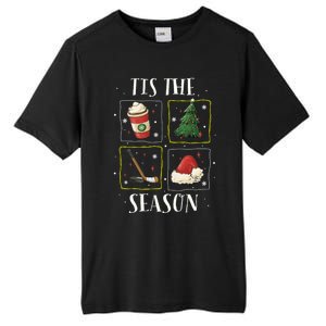 Tis The Season Ice Hockey Christmas Coffee Latte Xmas Tree Gift Tall Fusion ChromaSoft Performance T-Shirt