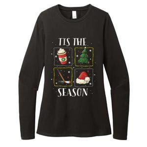 Tis The Season Ice Hockey Christmas Coffee Latte Xmas Tree Gift Womens CVC Long Sleeve Shirt