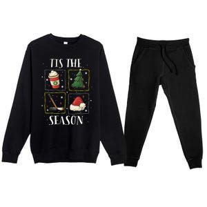 Tis The Season Ice Hockey Christmas Coffee Latte Xmas Tree Gift Premium Crewneck Sweatsuit Set