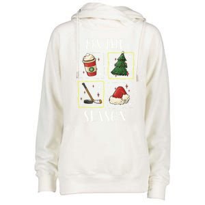 Tis The Season Ice Hockey Christmas Coffee Latte Xmas Tree Gift Womens Funnel Neck Pullover Hood