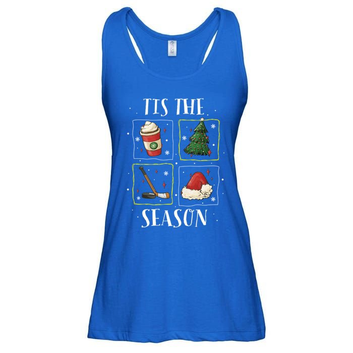 Tis The Season Ice Hockey Christmas Coffee Latte Xmas Tree Gift Ladies Essential Flowy Tank