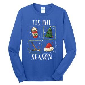 Tis The Season Ice Hockey Christmas Coffee Latte Xmas Tree Gift Tall Long Sleeve T-Shirt