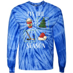 Tis The Season Ice Hockey Christmas Coffee Latte Xmas Tree Gift Tie-Dye Long Sleeve Shirt