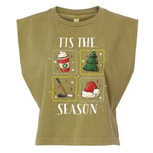 Tis The Season Ice Hockey Christmas Coffee Latte Xmas Tree Gift Garment-Dyed Women's Muscle Tee