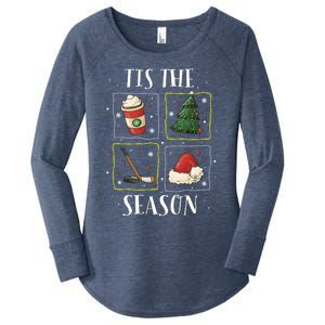 Tis The Season Ice Hockey Christmas Coffee Latte Xmas Tree Gift Women's Perfect Tri Tunic Long Sleeve Shirt