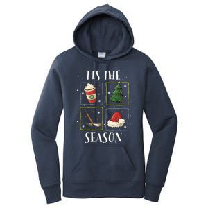 Tis The Season Ice Hockey Christmas Coffee Latte Xmas Tree Gift Women's Pullover Hoodie