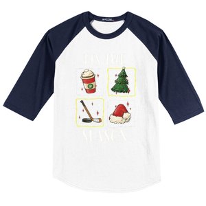 Tis The Season Ice Hockey Christmas Coffee Latte Xmas Tree Gift Baseball Sleeve Shirt