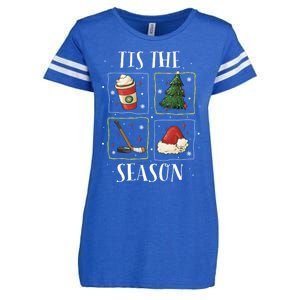 Tis The Season Ice Hockey Christmas Coffee Latte Xmas Tree Gift Enza Ladies Jersey Football T-Shirt