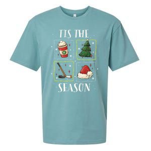 Tis The Season Ice Hockey Christmas Coffee Latte Xmas Tree Gift Sueded Cloud Jersey T-Shirt