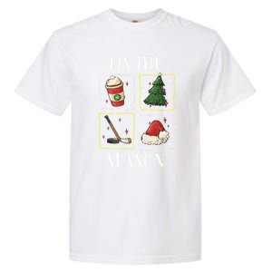 Tis The Season Ice Hockey Christmas Coffee Latte Xmas Tree Gift Garment-Dyed Heavyweight T-Shirt