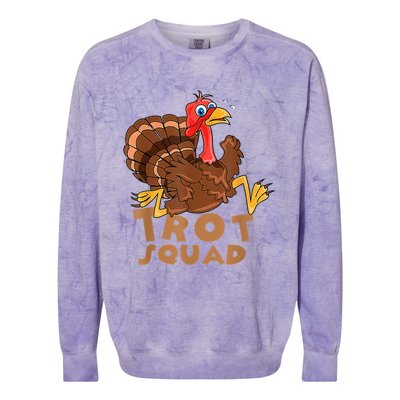 Turkey Trot Squad Funny Running Costume Thanksgiving Lover Gift Colorblast Crewneck Sweatshirt