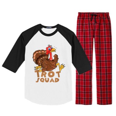 Turkey Trot Squad Funny Running Costume Thanksgiving Lover Gift Raglan Sleeve Pajama Set