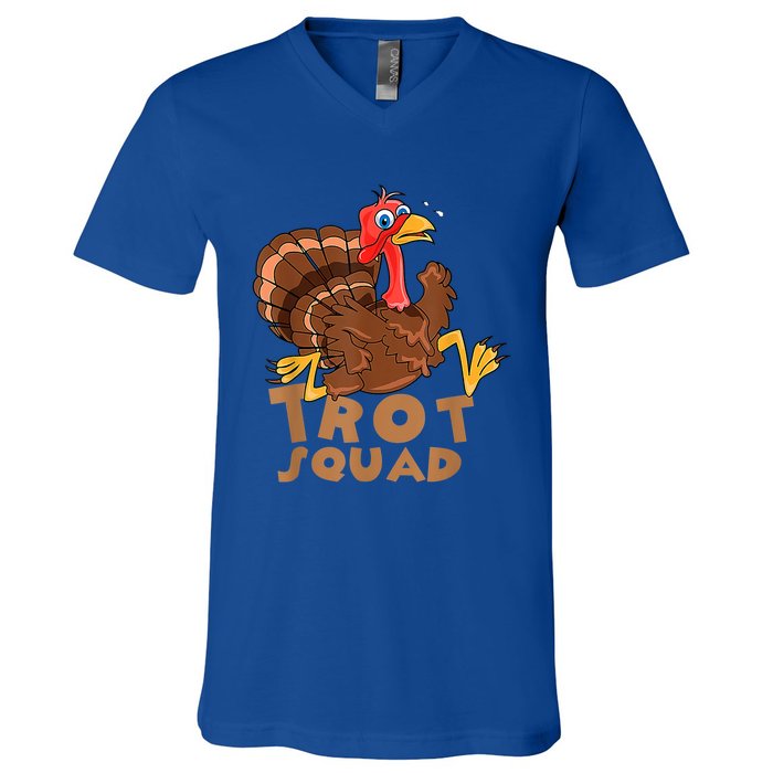 Turkey Trot Squad Funny Running Costume Thanksgiving Lover Gift V-Neck T-Shirt