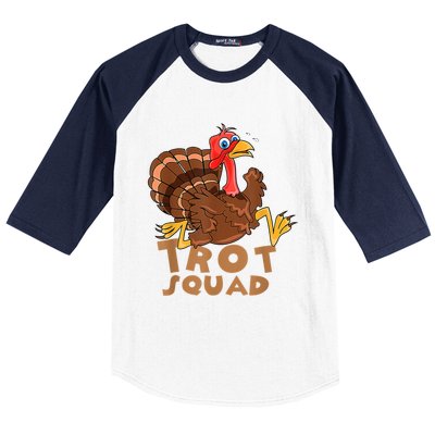 Turkey Trot Squad Funny Running Costume Thanksgiving Lover Gift Baseball Sleeve Shirt