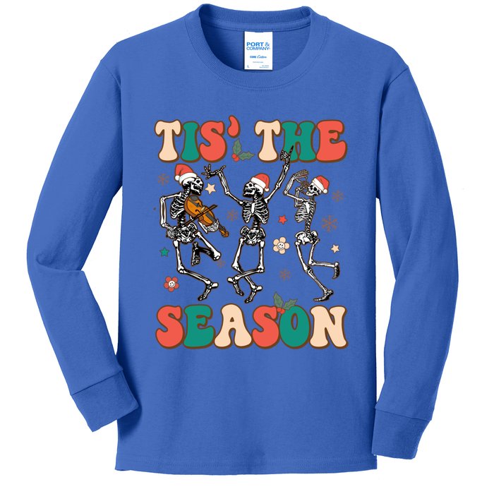 Tis The Season Funny Christmas Skeleton Dancing Merry Xmas Meaningful Gift Kids Long Sleeve Shirt