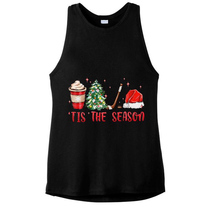 Tis The Season Hockey Christmas Hockey Xmas Tree Ice Hockey Ladies PosiCharge Tri-Blend Wicking Tank