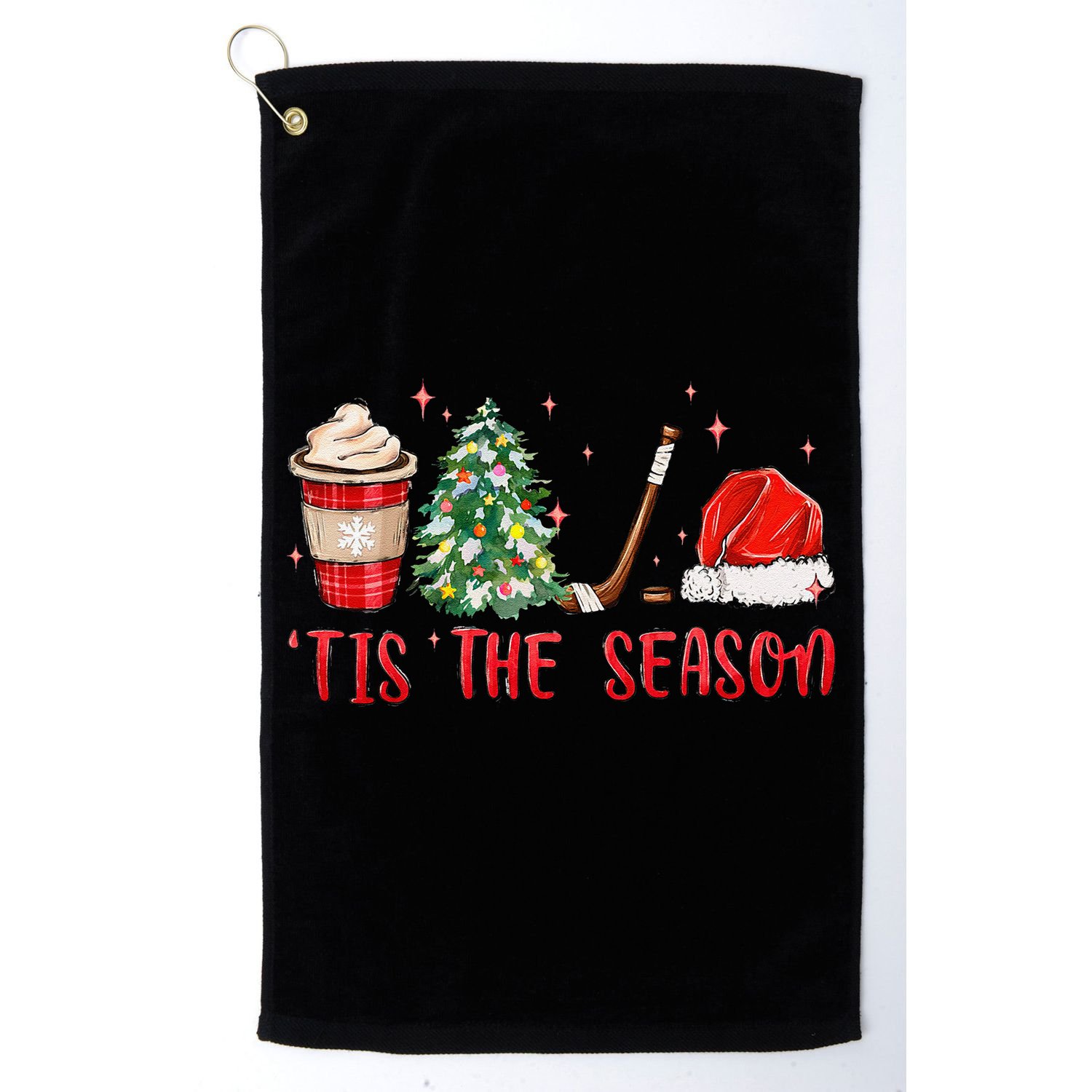 Tis The Season Hockey Christmas Hockey Xmas Tree Ice Hockey Golf Towel
