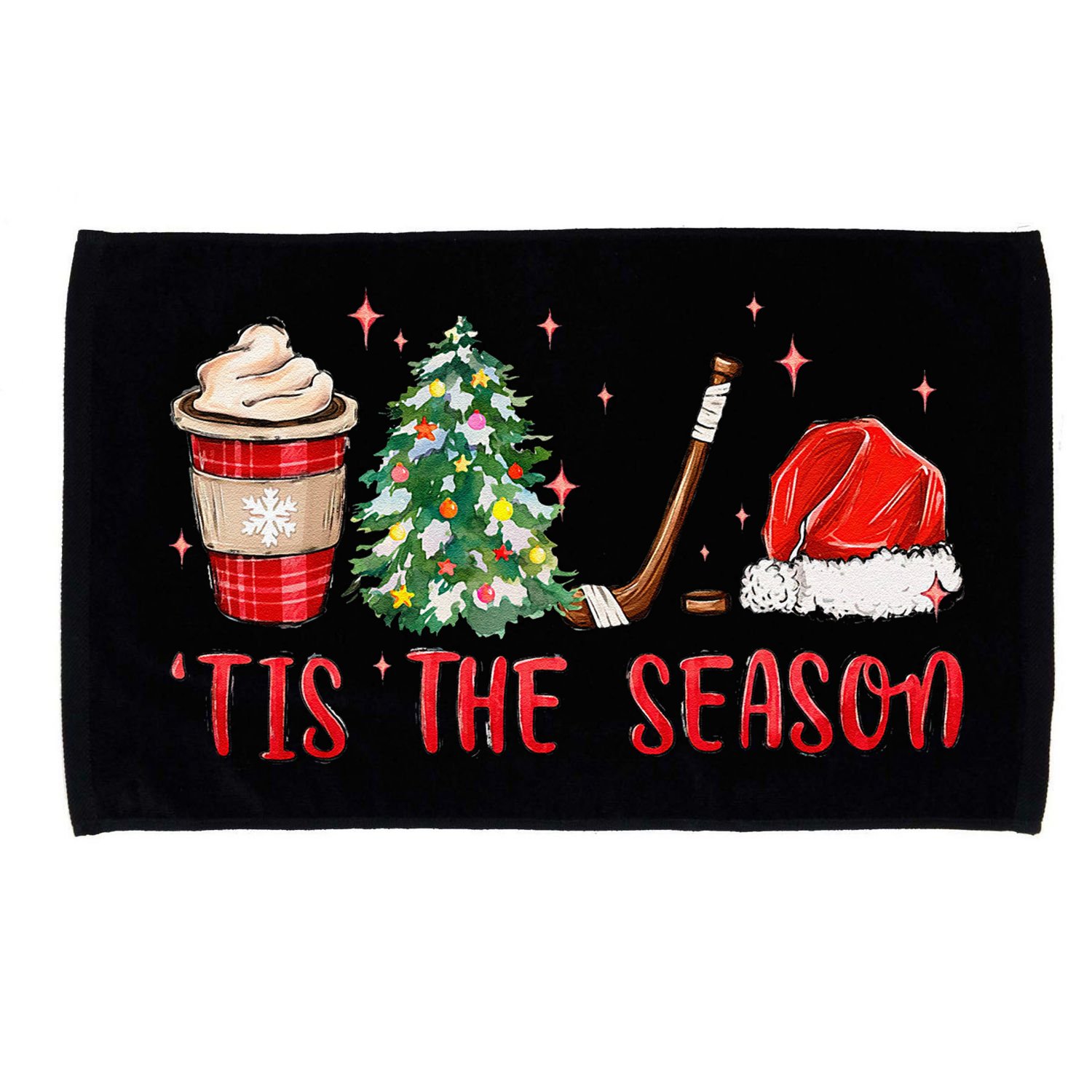 Tis The Season Hockey Christmas Hockey Xmas Tree Ice Hockey Microfiber Hand Towel