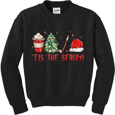 Tis The Season Hockey Christmas Hockey Xmas Tree Ice Hockey Kids Sweatshirt
