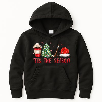 Tis The Season Hockey Christmas Hockey Xmas Tree Ice Hockey Kids Hoodie