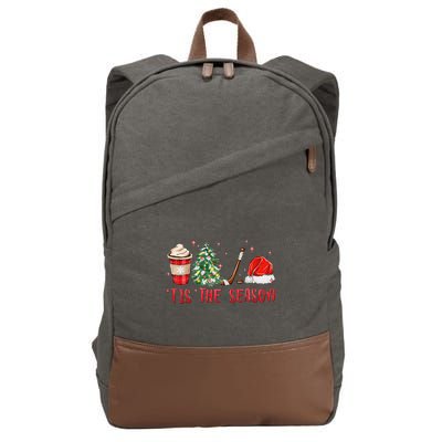 Tis The Season Hockey Christmas Hockey Xmas Tree Ice Hockey Cotton Canvas Backpack
