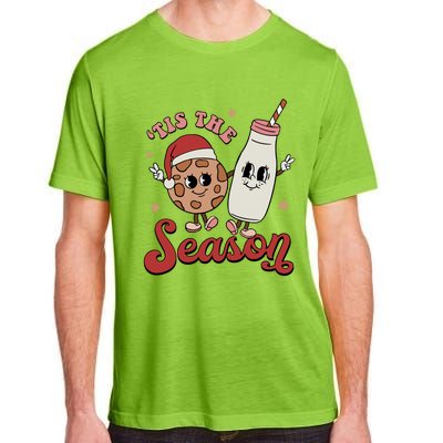 Tis The Season Cookies Milk Santa Hat Christmas Retro Xmas Gift Adult ChromaSoft Performance T-Shirt