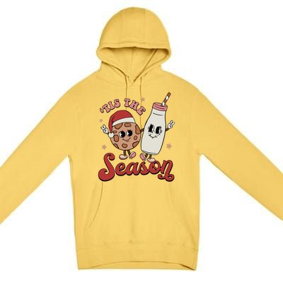 Tis The Season Cookies Milk Santa Hat Christmas Retro Xmas Gift Premium Pullover Hoodie