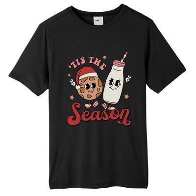 Tis The Season Cookies Milk Santa Hat Christmas Retro Xmas Gift Tall Fusion ChromaSoft Performance T-Shirt