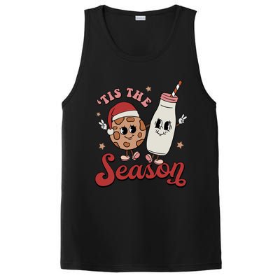 Tis The Season Cookies Milk Santa Hat Christmas Retro Xmas Gift PosiCharge Competitor Tank