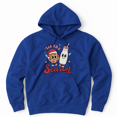 Tis The Season Cookies Milk Santa Hat Christmas Retro Xmas Gift Hoodie