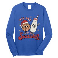 Tis The Season Cookies Milk Santa Hat Christmas Retro Xmas Gift Long Sleeve Shirt