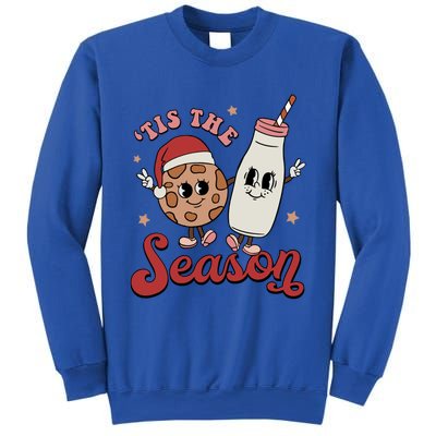 Tis The Season Cookies Milk Santa Hat Christmas Retro Xmas Gift Sweatshirt