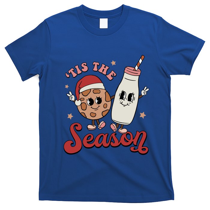 Tis The Season Cookies Milk Santa Hat Christmas Retro Xmas Gift T-Shirt